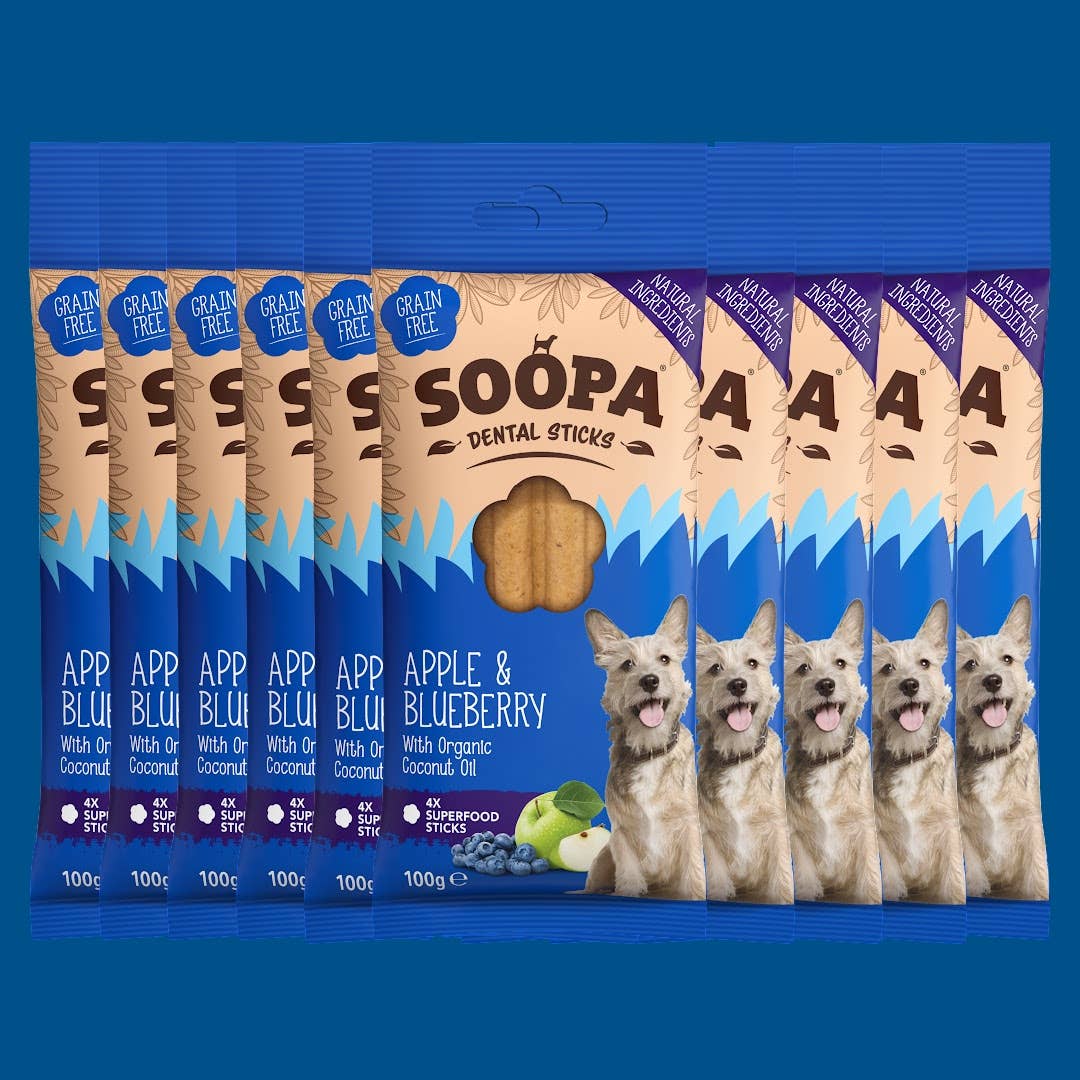 Bâtonnets dentaires pour chiens aux pommes et aux bleuets