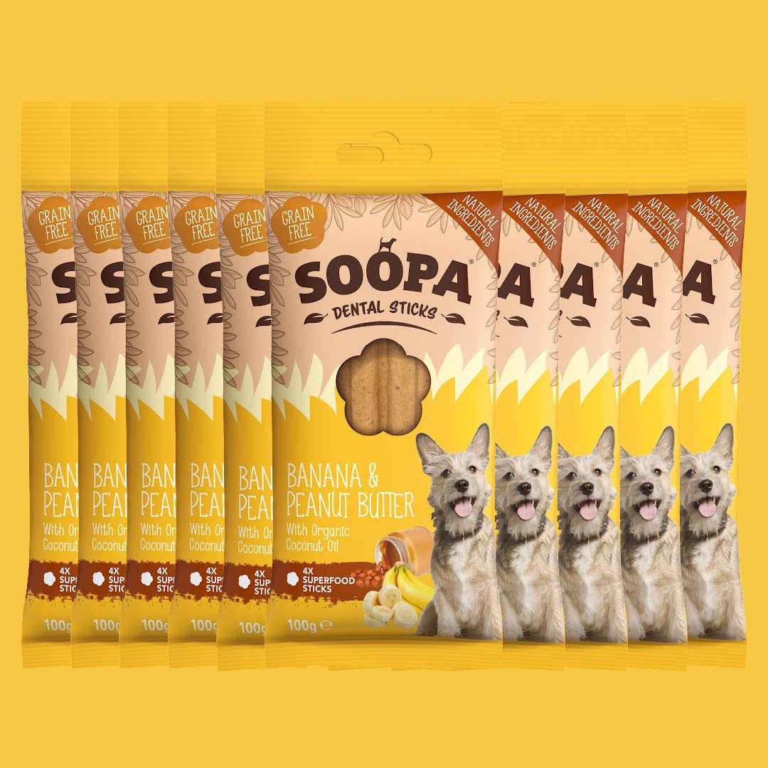 Bâtonnets dentaires pour chiens à la banane et au beurre d'arachide