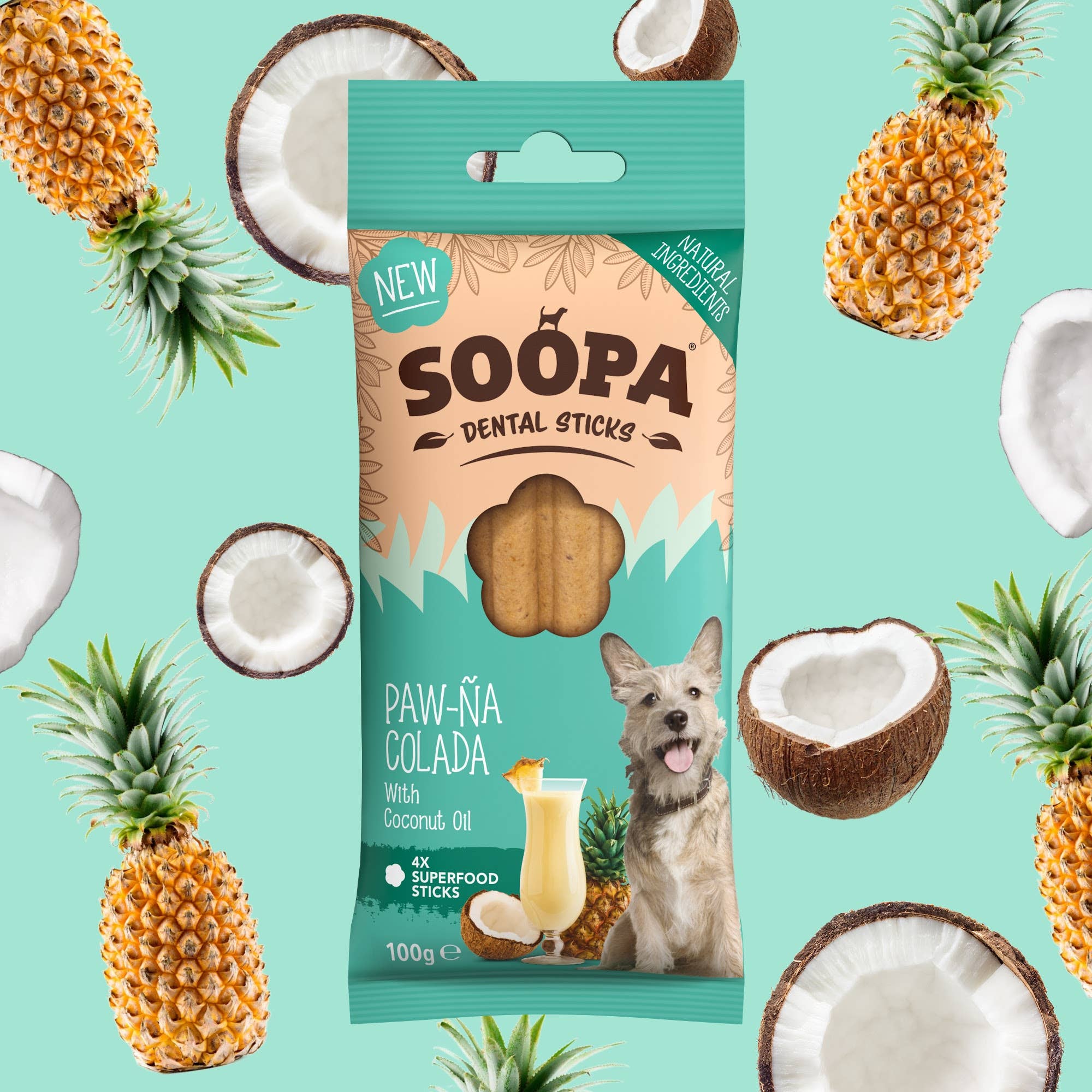 Bâtonnets Dentaires pour Chiens Paw-Na Colada