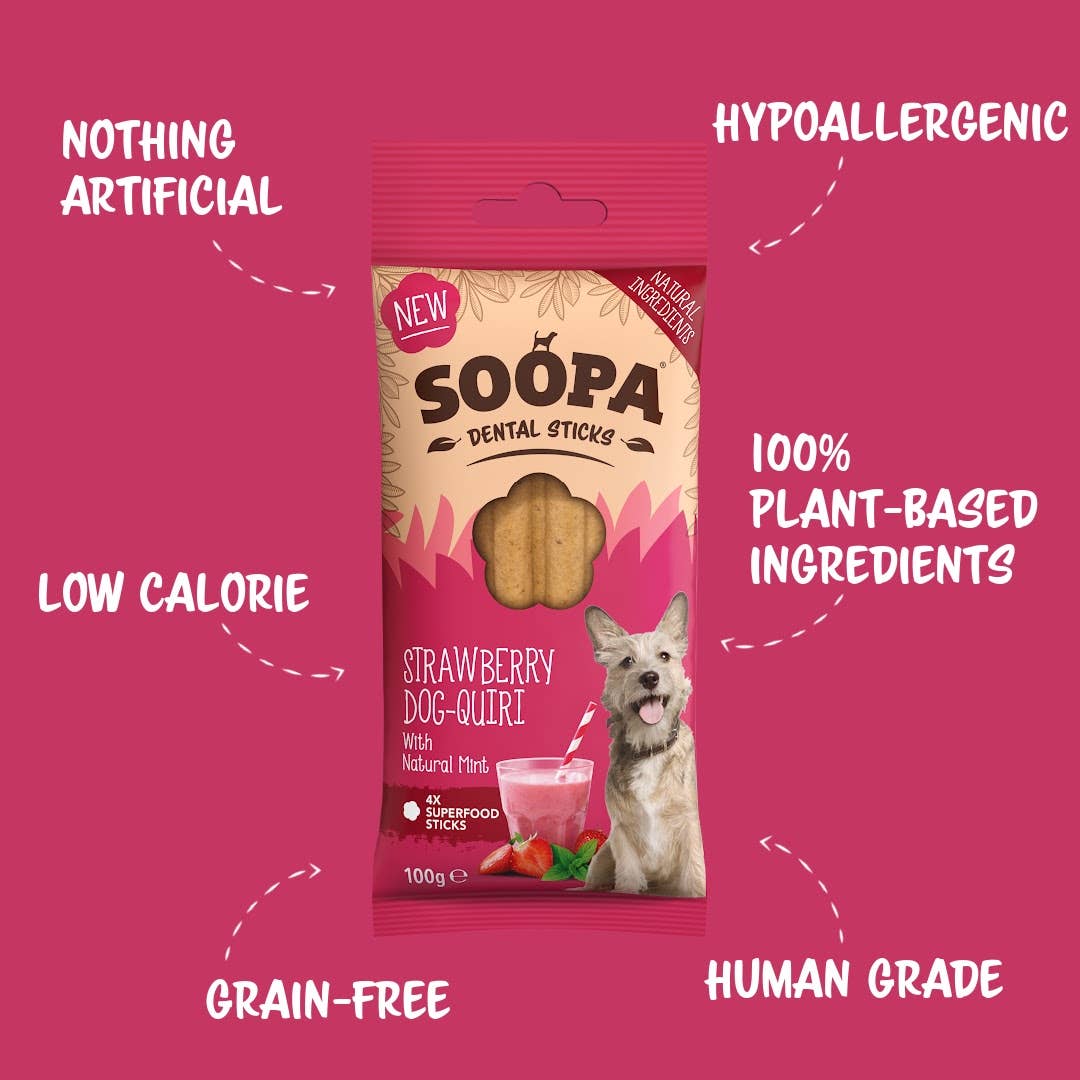 Bâtonnets Dentaires pour Chiens Saveur Fraise